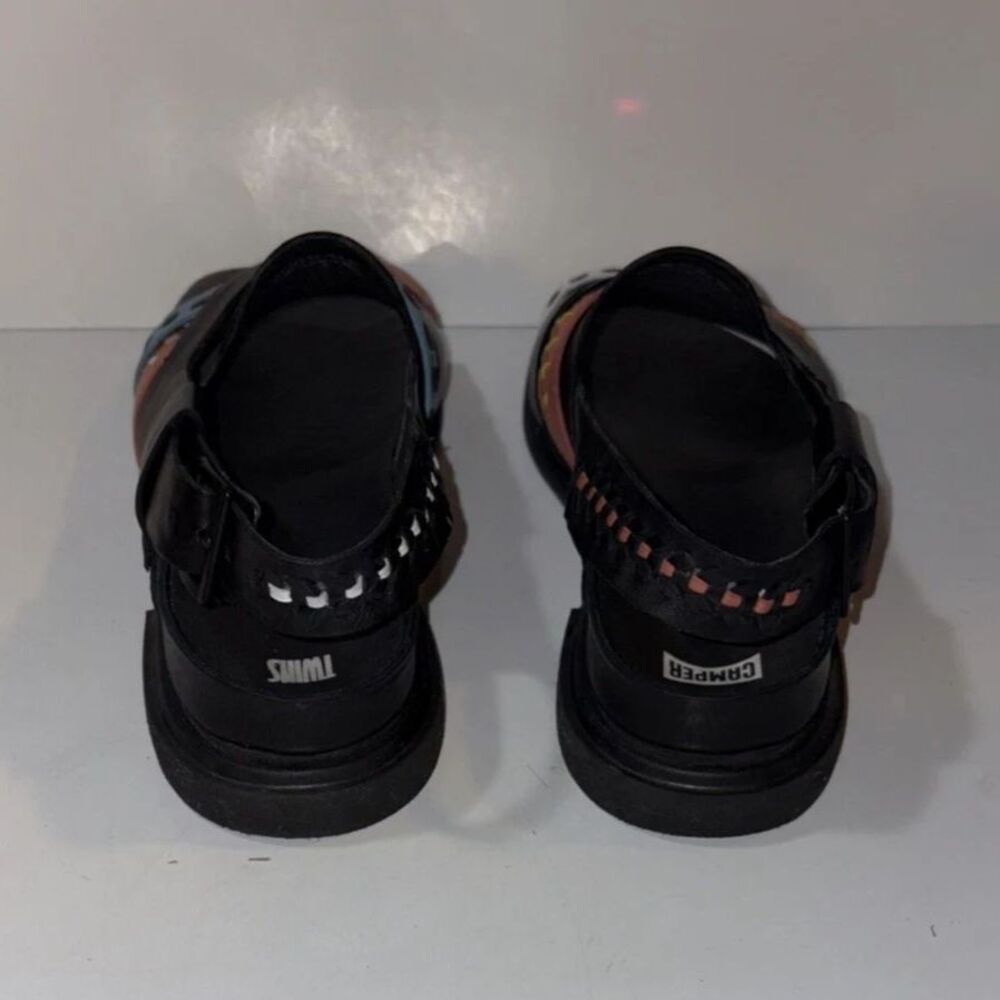 Camper Twins Mismatch Sandals Women Size 39 US 9 Leather Asymmetric Black - Picture 8 of 9